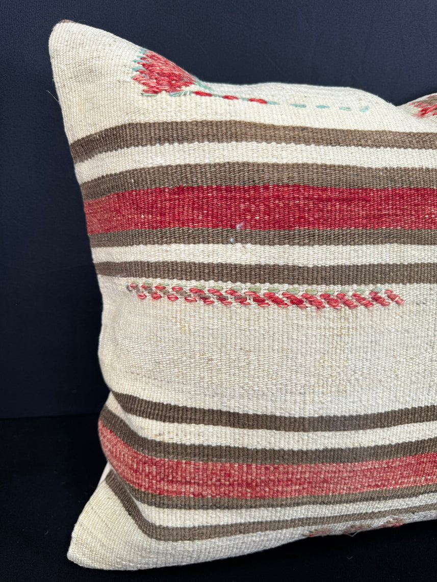 Turkish Hemp Pillow Cushion Natural Beige Red Cushion Cover 20x20 #30683