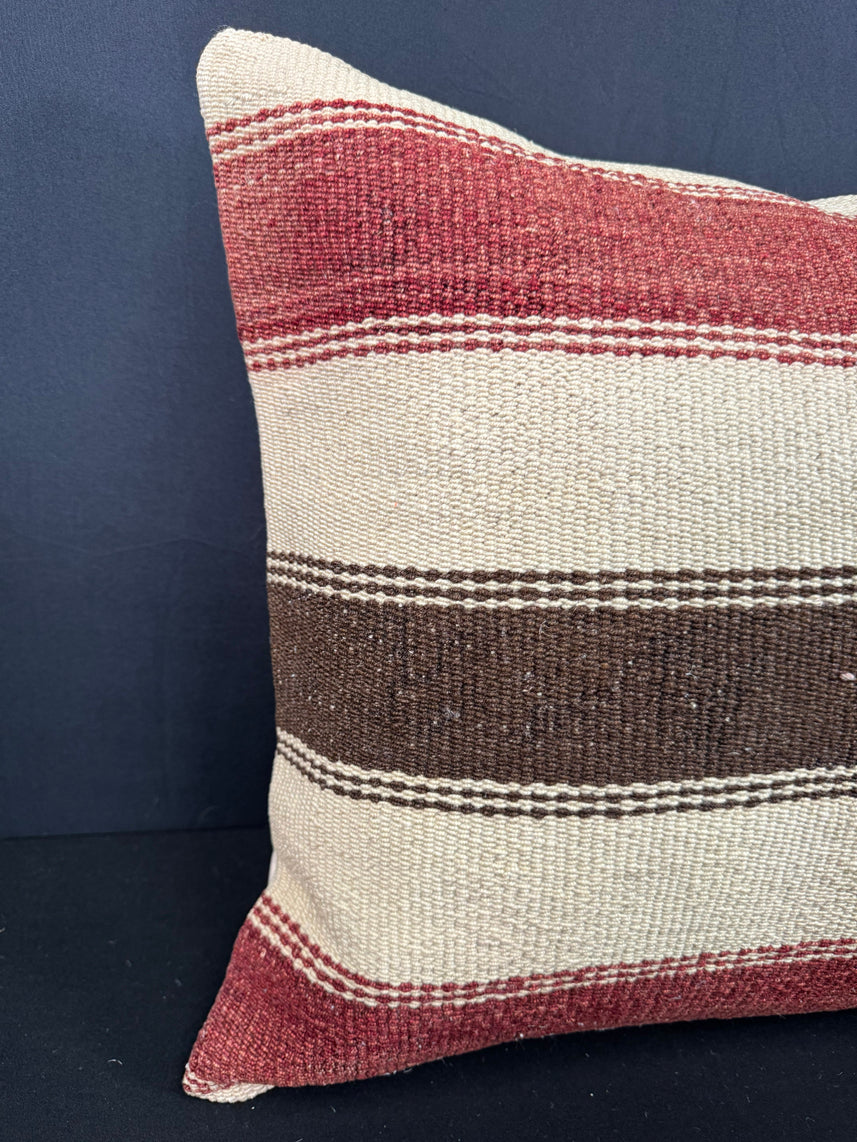 Turkish Hemp Pillow Cushion Natural Beige Red Cushion Cover 20x20 #30600