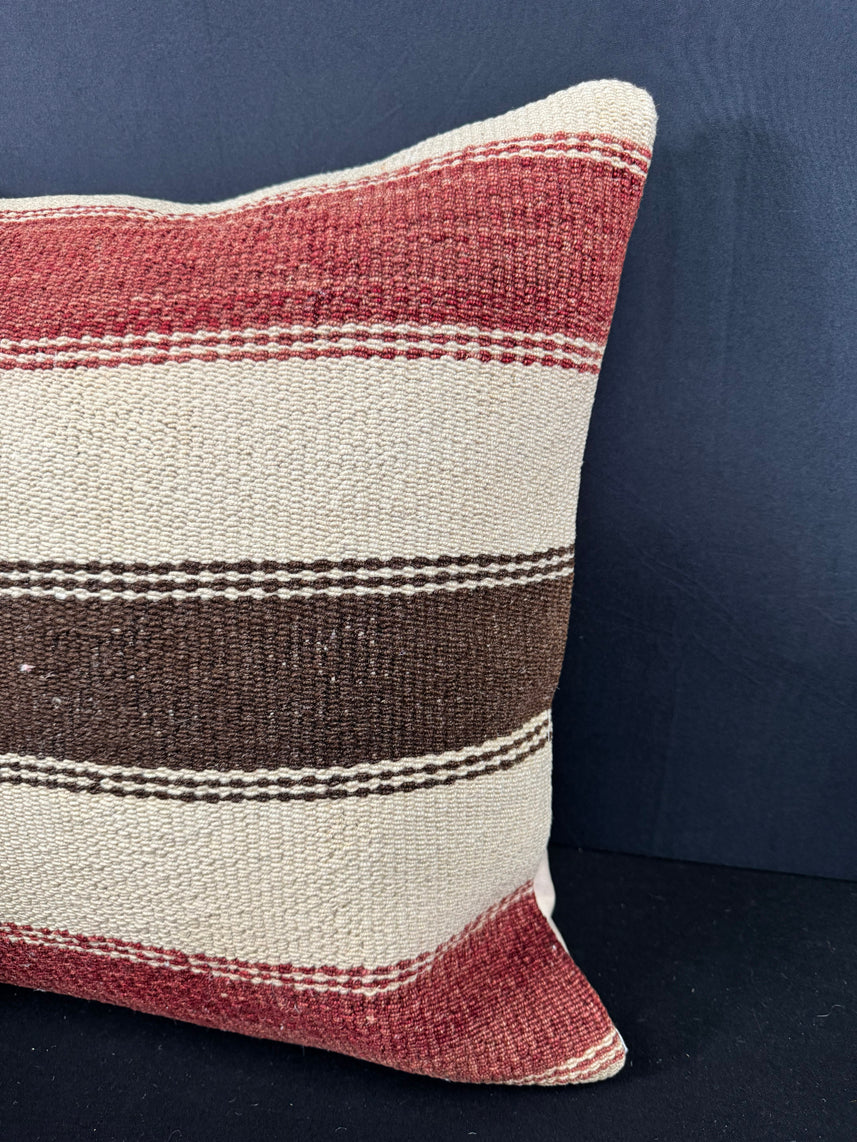 Turkish Hemp Pillow Cushion Natural Beige Red Cushion Cover 20x20 #30600