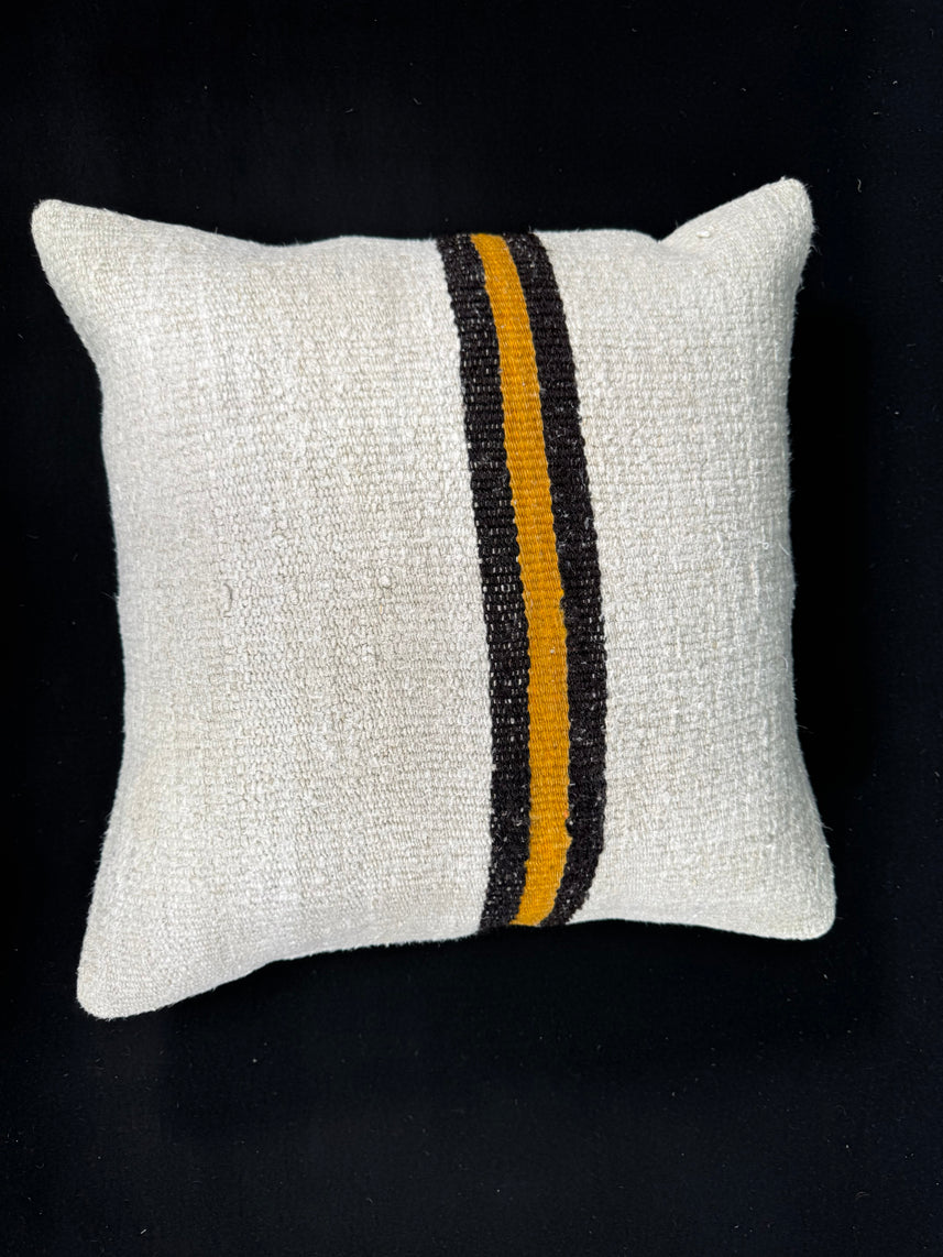 Turkish Hemp Pillow Cushion Natural Beige Black Cushion Cover 20x20 #30591