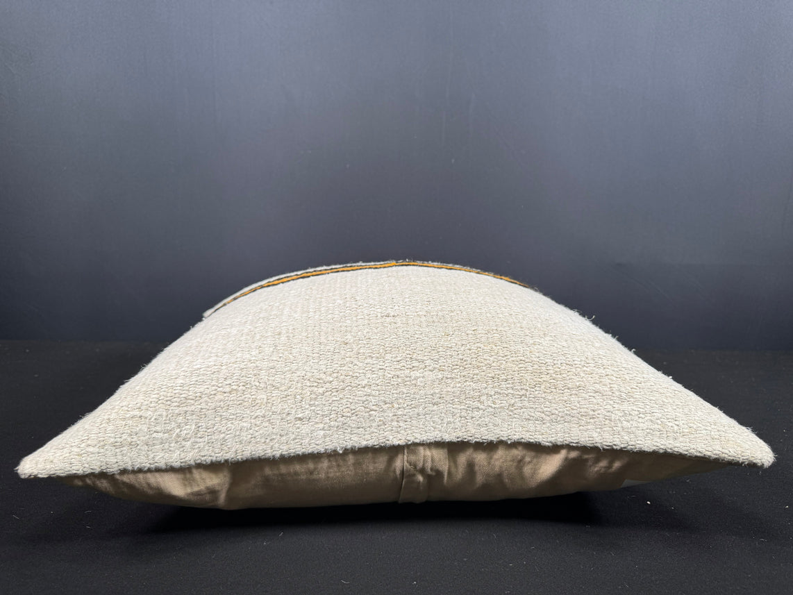 Turkish Hemp Pillow Cushion Natural Beige Black Cushion Cover 20x20 #30591