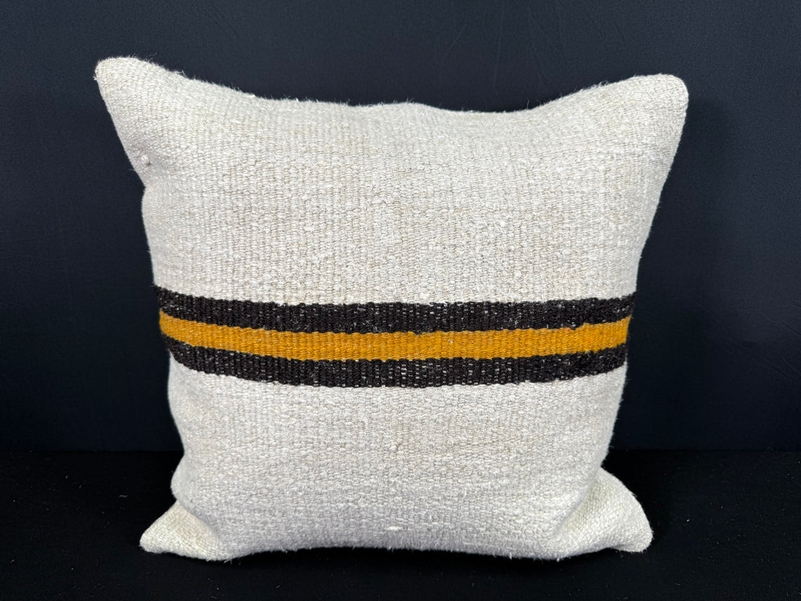 Turkish Hemp Pillow Cushion Natural Beige Black Cushion Cover 20x20 #30591