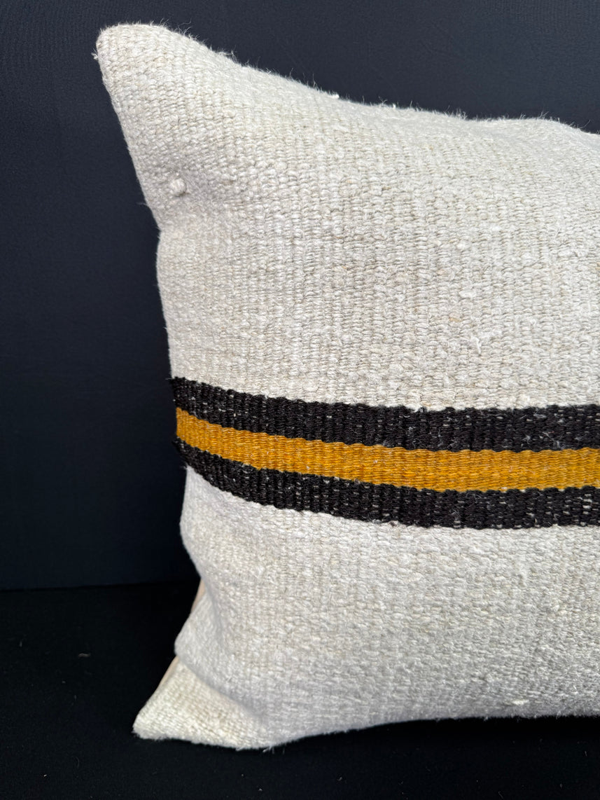 Turkish Hemp Pillow Cushion Natural Beige Black Cushion Cover 20x20 #30591