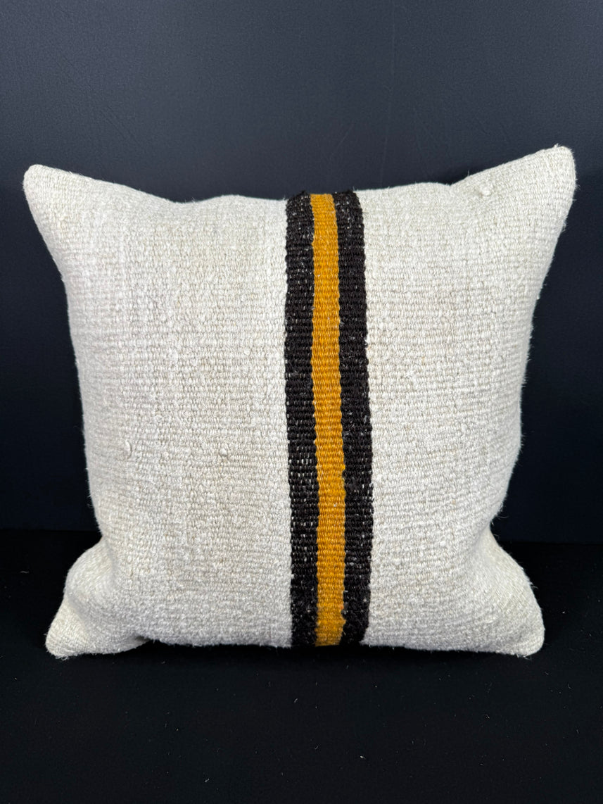 Turkish Hemp Pillow Cushion Natural Beige Black Cushion Cover 20x20 #30591