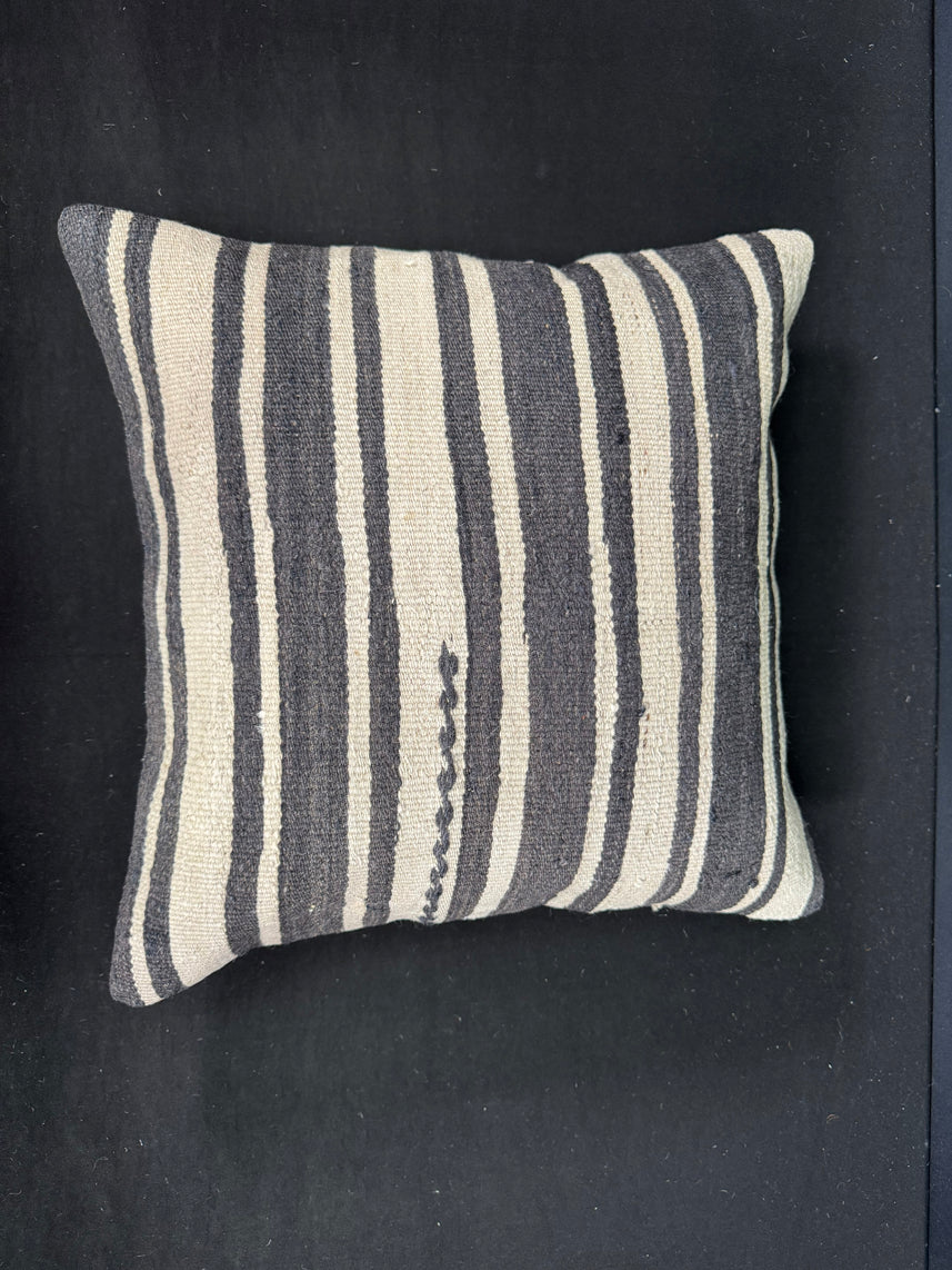Turkish Hemp Pillow Cushion Natural Beige Black Cushion Cover 20x20 #30593