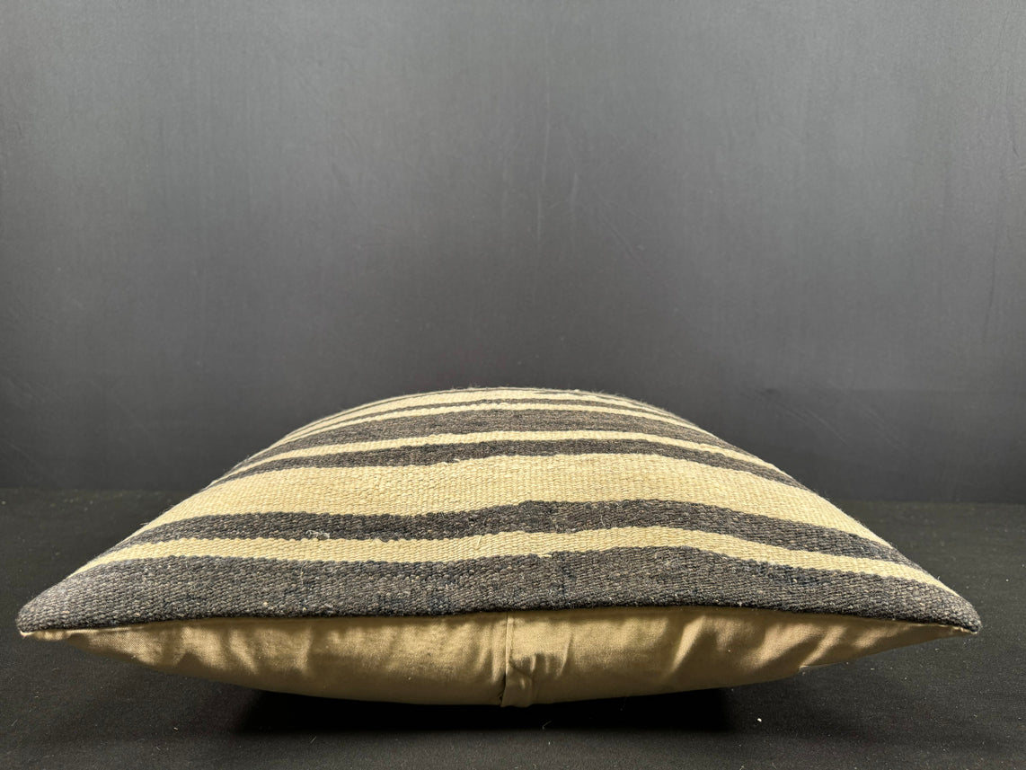 Turkish Hemp Pillow Cushion Natural Beige Black Cushion Cover 20x20 #30593