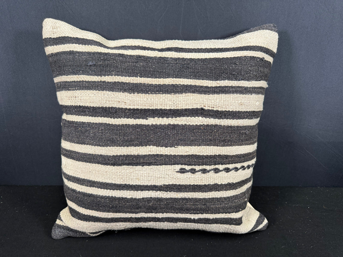 Turkish Hemp Pillow Cushion Natural Beige Black Cushion Cover 20x20 #30593