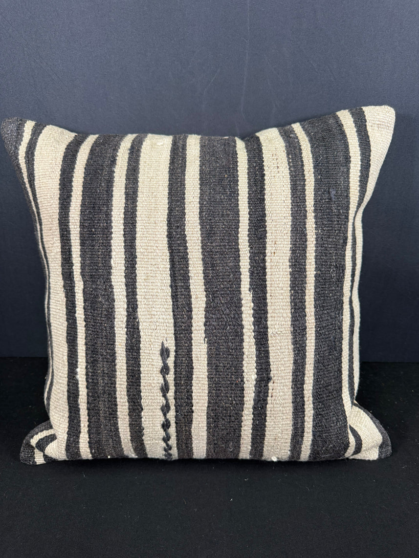Turkish Hemp Pillow Cushion Natural Beige Black Cushion Cover 20x20 #30593