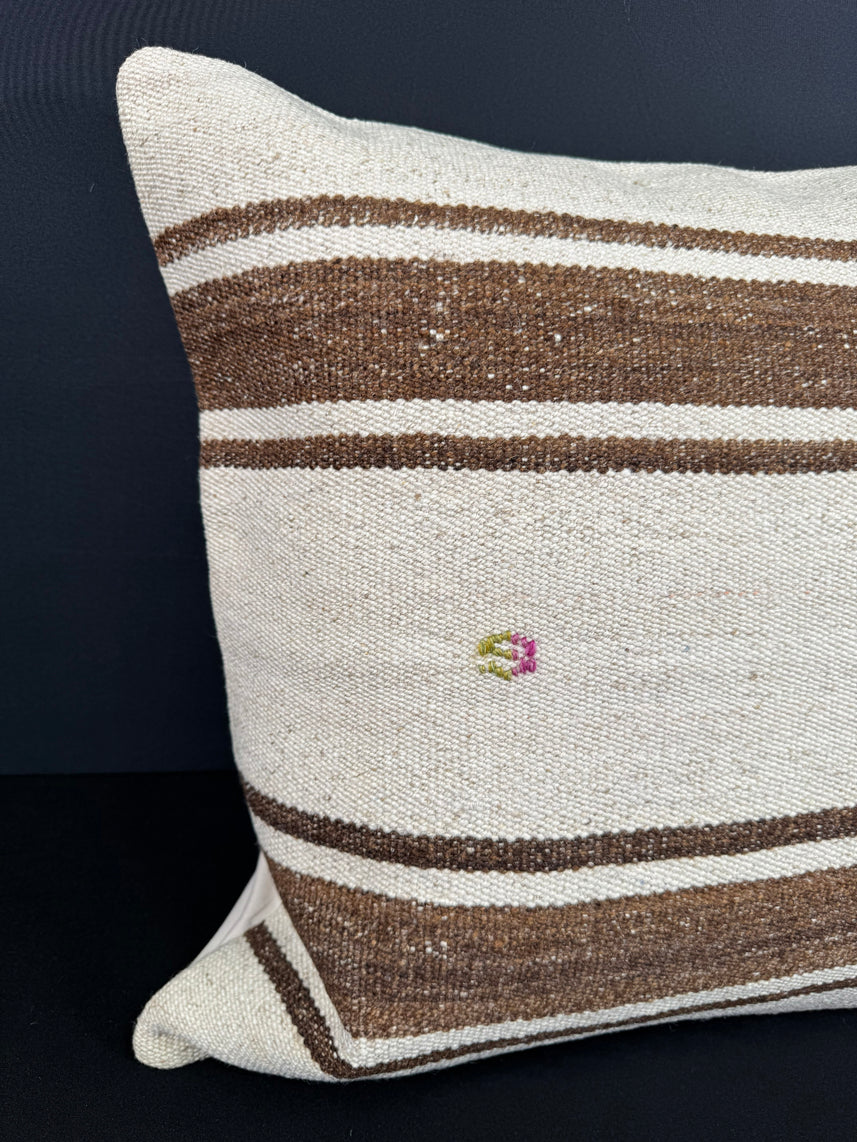 Turkish Hemp Pillow Cushion Natural Beige Brown Cushion Cover 20x20 #18167