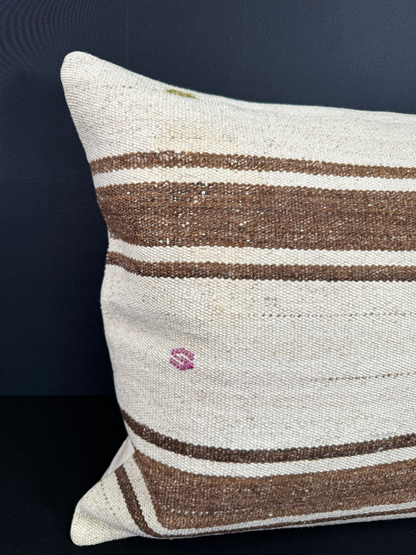 Turkish Hemp Pillow Cushion Natural Beige Brown Cushion Cover 20x20 #18172