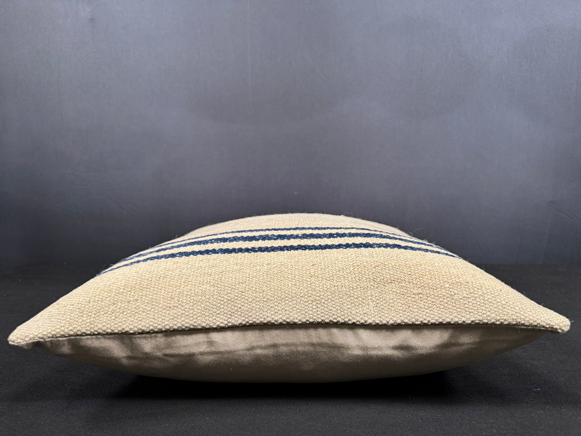 Turkish Hemp Pillow Cushion Natural Beige Blue Cushion Cover 20x20 #18176
