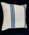 Turkish Hemp Pillow Cushion Natural Beige Blue Cushion Cover 20x20 #18171