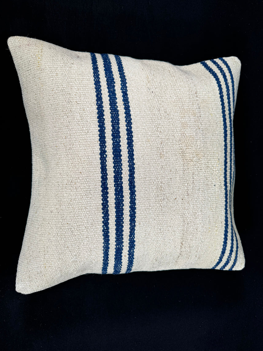 Turkish Hemp Pillow Cushion Natural Beige Blue Cushion Cover 20x20 #18171