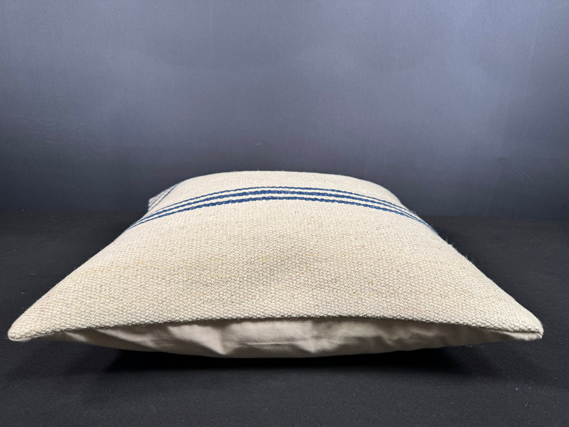 Turkish Hemp Pillow Cushion Natural Beige Blue Cushion Cover 20x20 #18171
