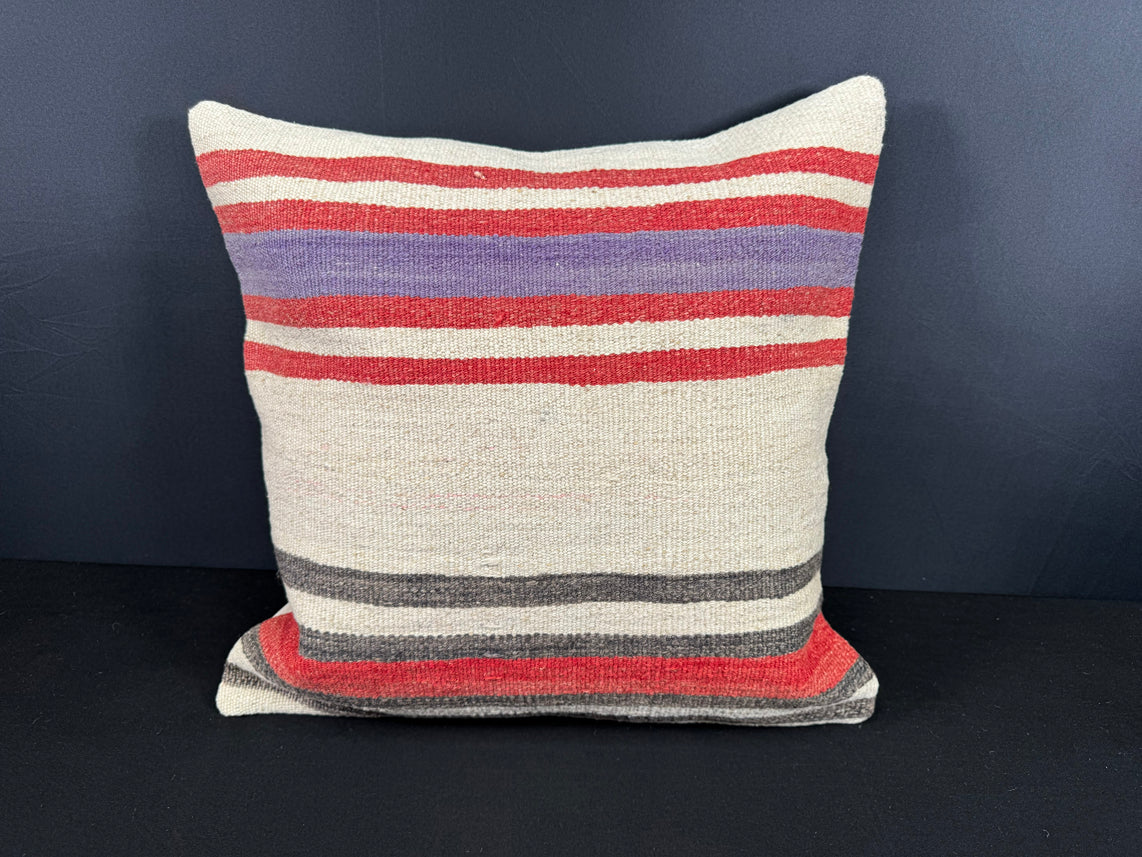 Turkish Hemp Pillow Cushion Natural Beige Red Cushion Cover 20x20 #18152