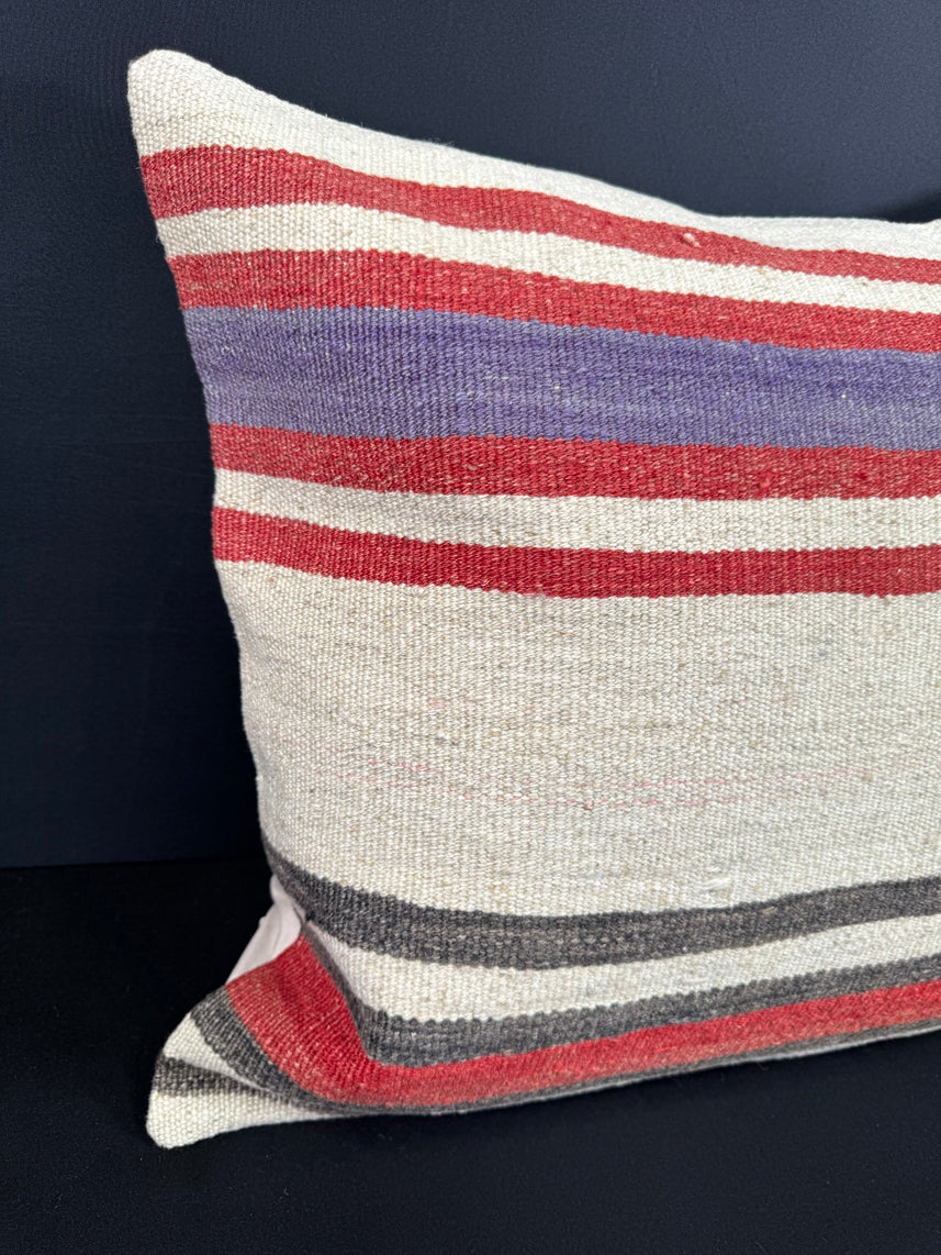 Turkish Hemp Pillow Cushion Natural Beige Red Cushion Cover 20x20 #18152