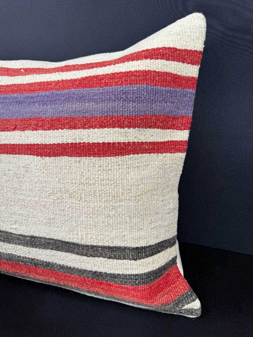 Turkish Hemp Pillow Cushion Natural Beige Red Cushion Cover 20x20 #18152