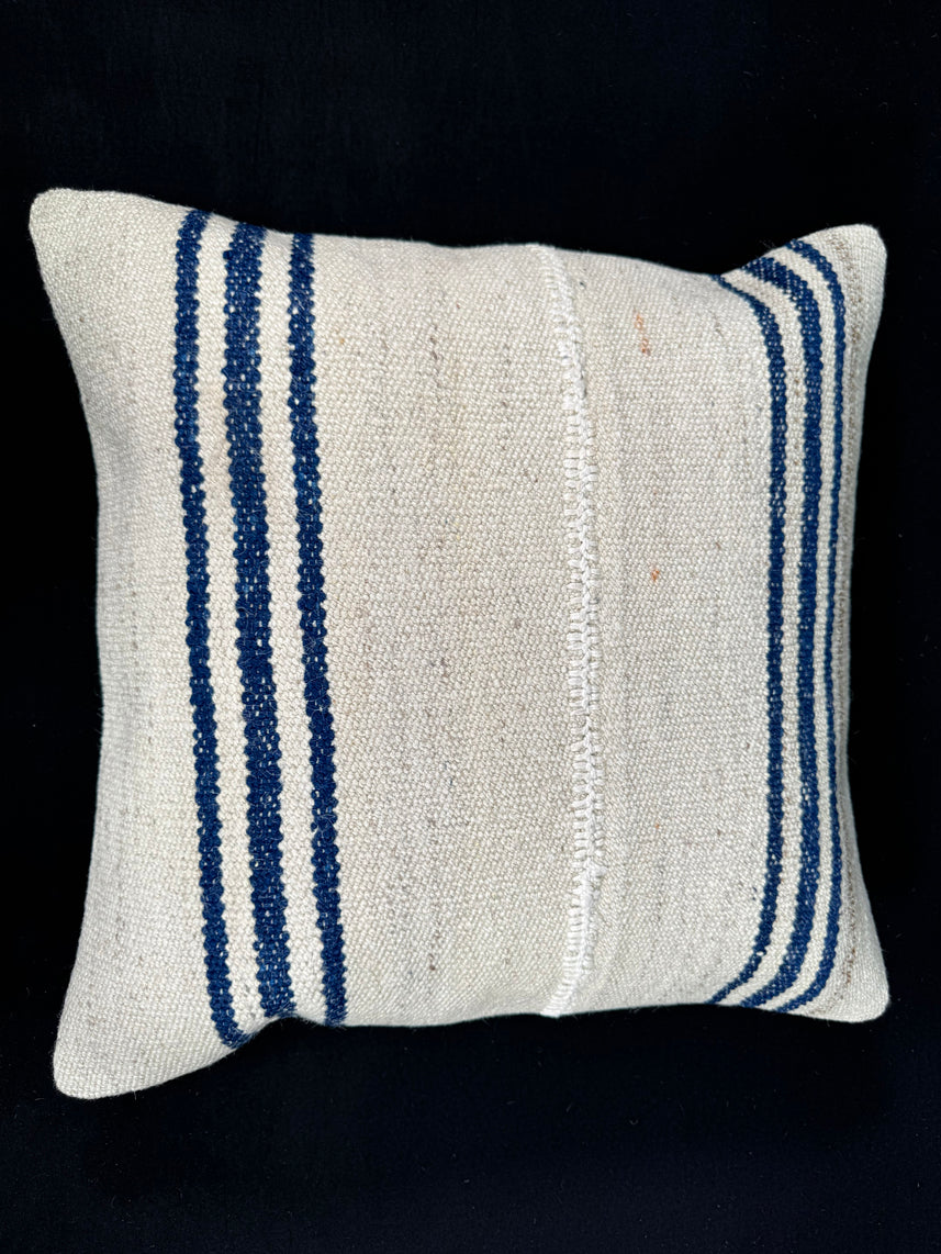 Turkish Hemp Pillow Cushion Natural Beige Blue Cushion Cover 20x20 #18166