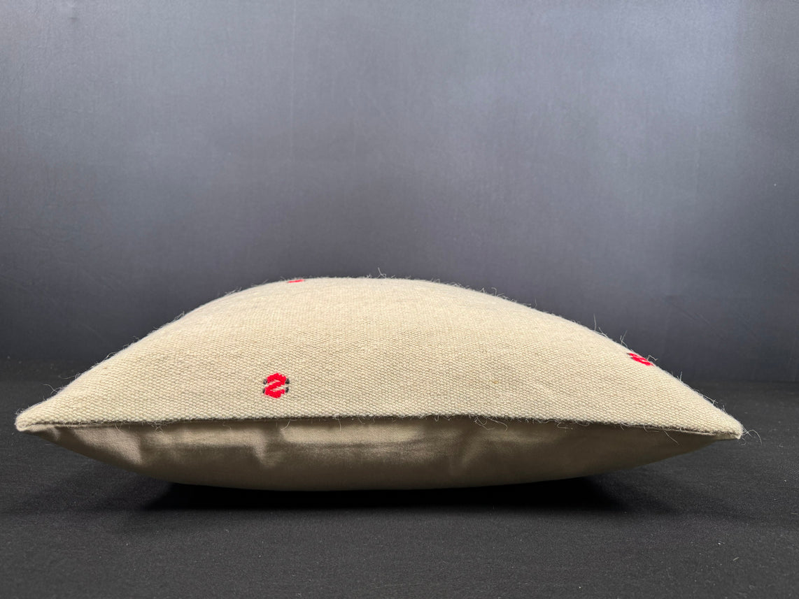 Turkish Hemp Pillow Cushion Natural Beige Red Cushion Cover 20x20 #18173