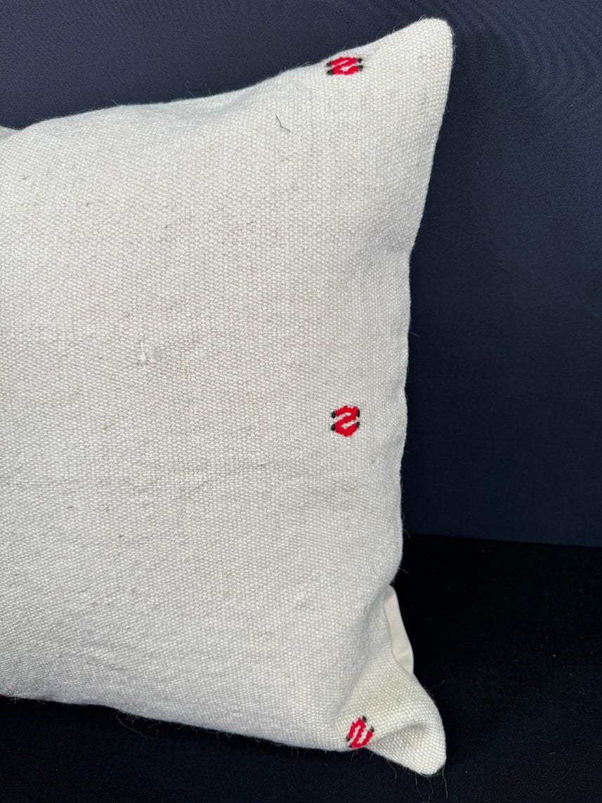 Turkish Hemp Pillow Cushion Natural Beige Red Cushion Cover 20x20 #18173
