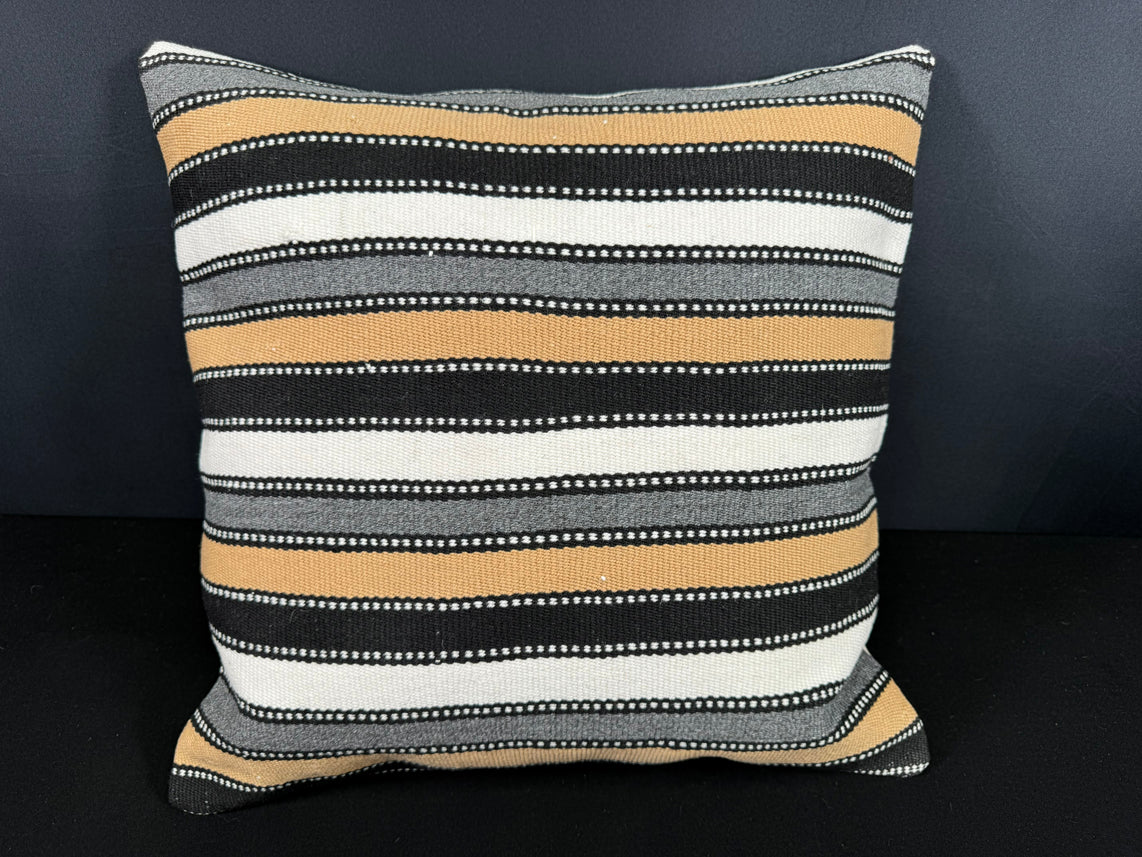 Turkish Hemp Pillow Cushion Natural Beige Black Cushion Cover 20x20 #18160