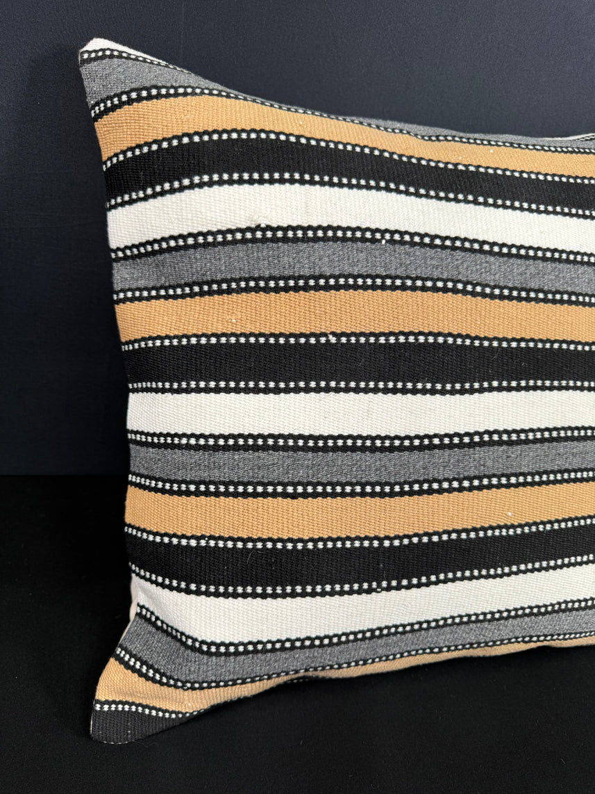 Turkish Hemp Pillow Cushion Natural Beige Black Cushion Cover 20x20 #18160