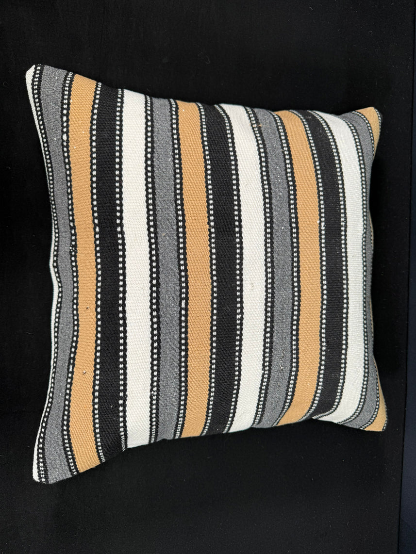 Turkish Hemp Pillow Cushion Natural Beige Black Cushion Cover 20x20 #18169