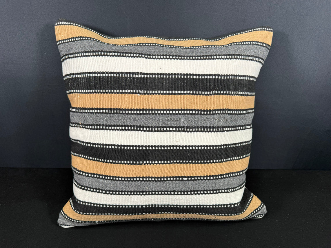 Turkish Hemp Pillow Cushion Natural Beige Black Cushion Cover 20x20 #18169