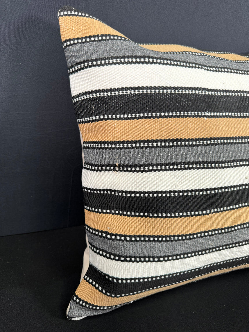 Turkish Hemp Pillow Cushion Natural Beige Black Cushion Cover 20x20 #18169