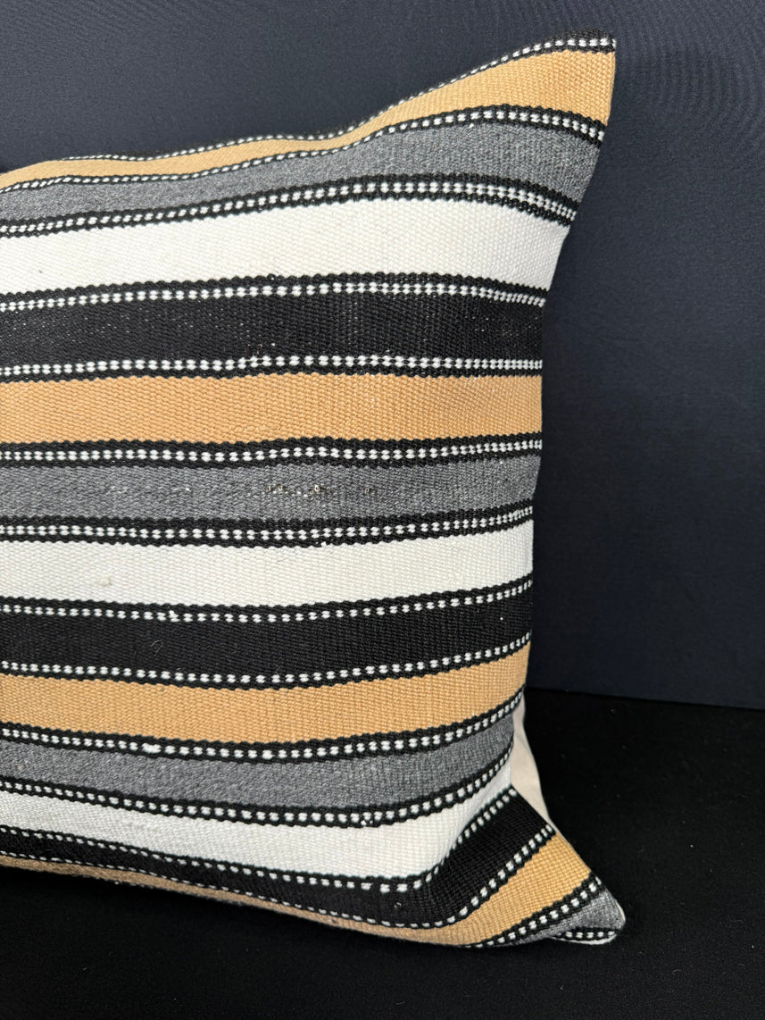 Turkish Hemp Pillow Cushion Natural Beige Black Cushion Cover 20x20 #18169