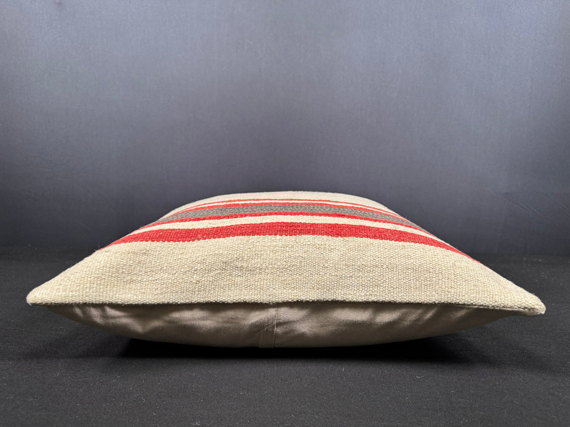 Turkish Hemp Pillow Cushion Natural Beige Red Cushion Cover 20x20 #18151