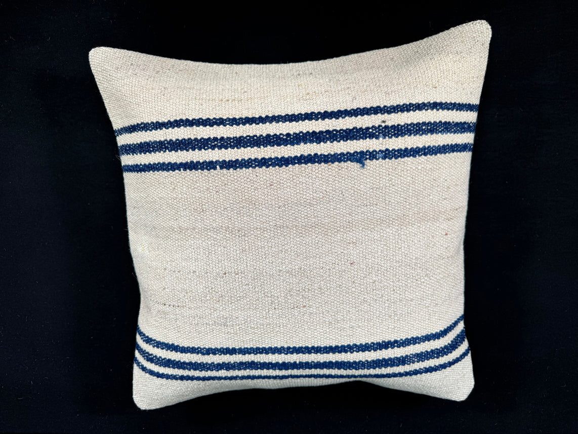 Turkish Hemp Pillow Cushion Natural Beige Blue Cushion Cover 20x20 #18189