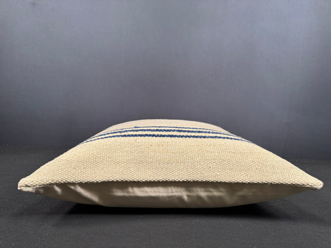 Turkish Hemp Pillow Cushion Natural Beige Blue Cushion Cover 20x20 #18189