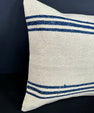 Turkish Hemp Pillow Cushion Natural Beige Blue Cushion Cover 20x20 #18189