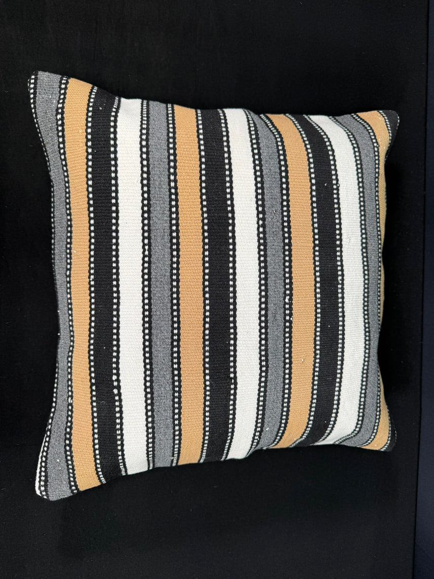 Turkish Hemp Pillow Cushion Natural Beige Black Cushion Cover 20x20 #18143
