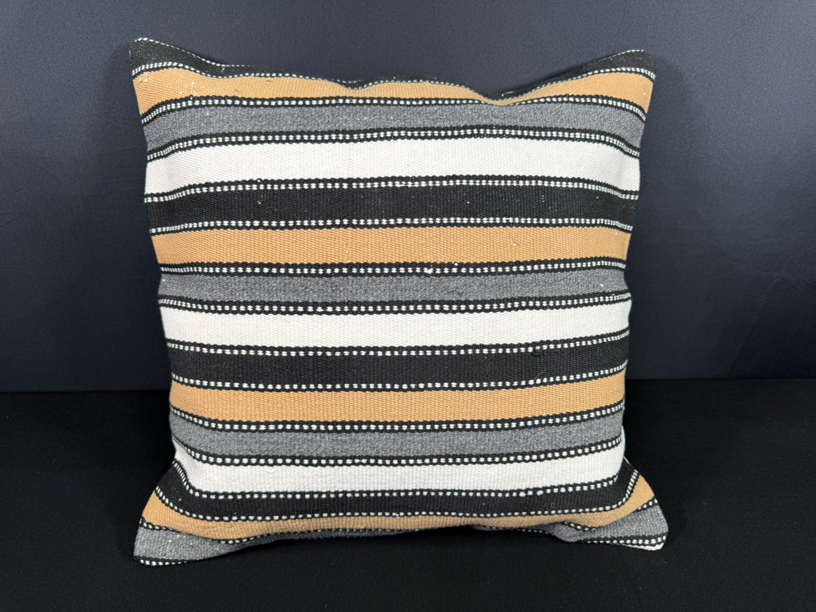 Turkish Hemp Pillow Cushion Natural Beige Black Cushion Cover 20x20 #18143