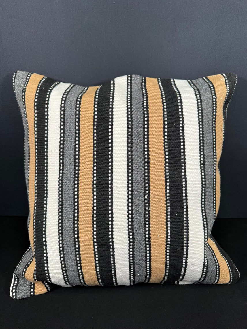 Turkish Hemp Pillow Cushion Natural Beige Black Cushion Cover 20x20 #18143