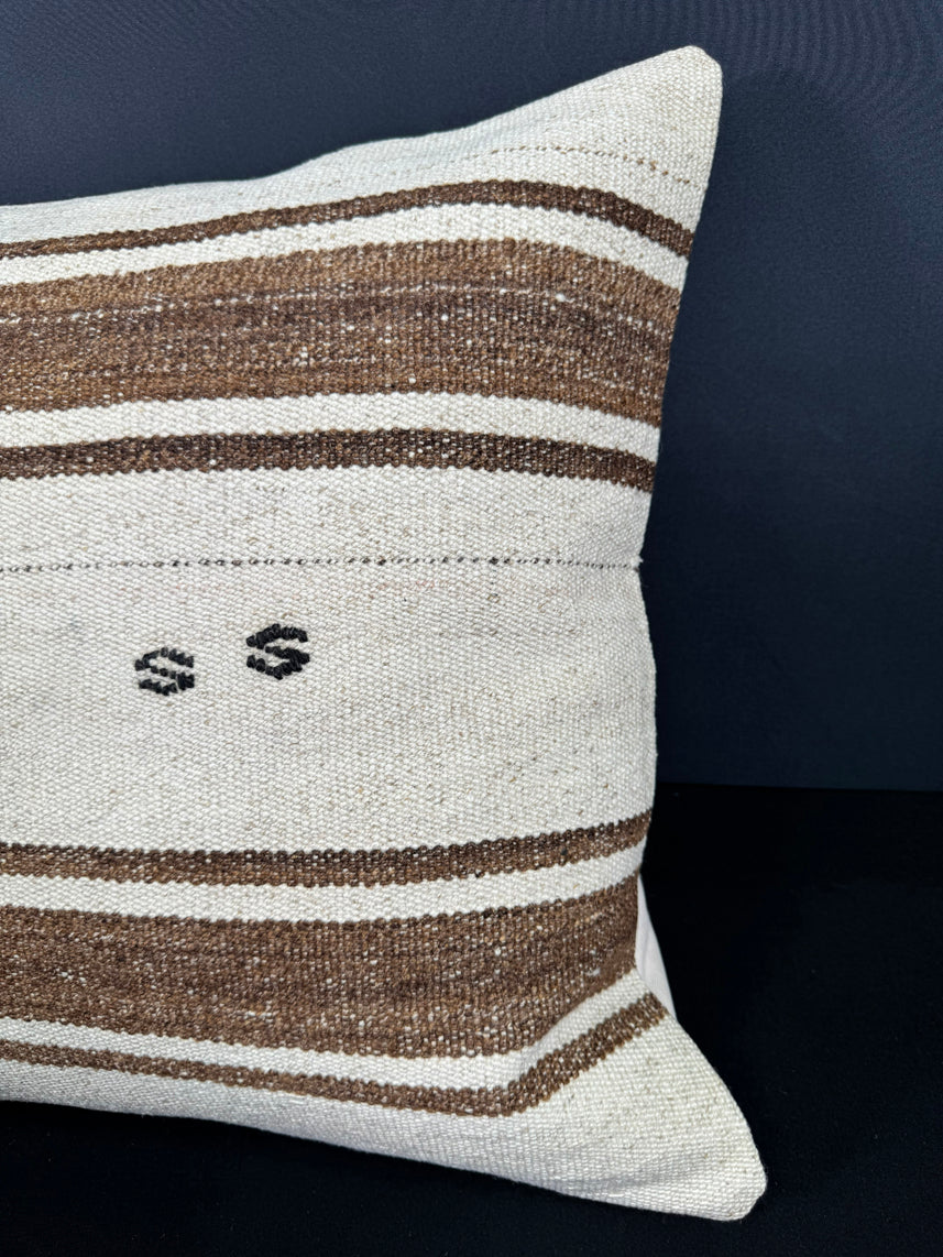 Turkish Hemp Pillow Cushion Natural Beige Brown Cushion Cover 20x20 #18154