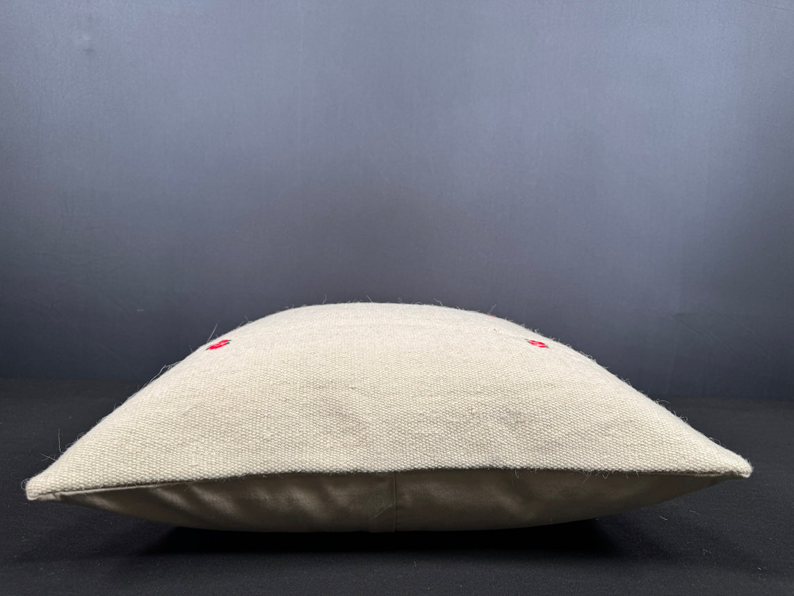 Turkish Hemp Pillow Cushion Natural Beige Red Cushion Cover 20x20 #18177
