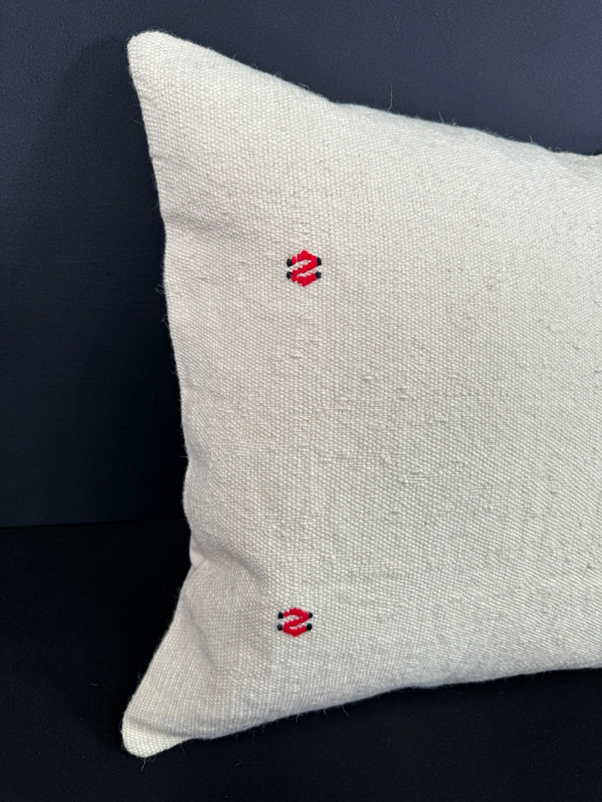 Turkish Hemp Pillow Cushion Natural Beige Red Cushion Cover 20x20 #18177