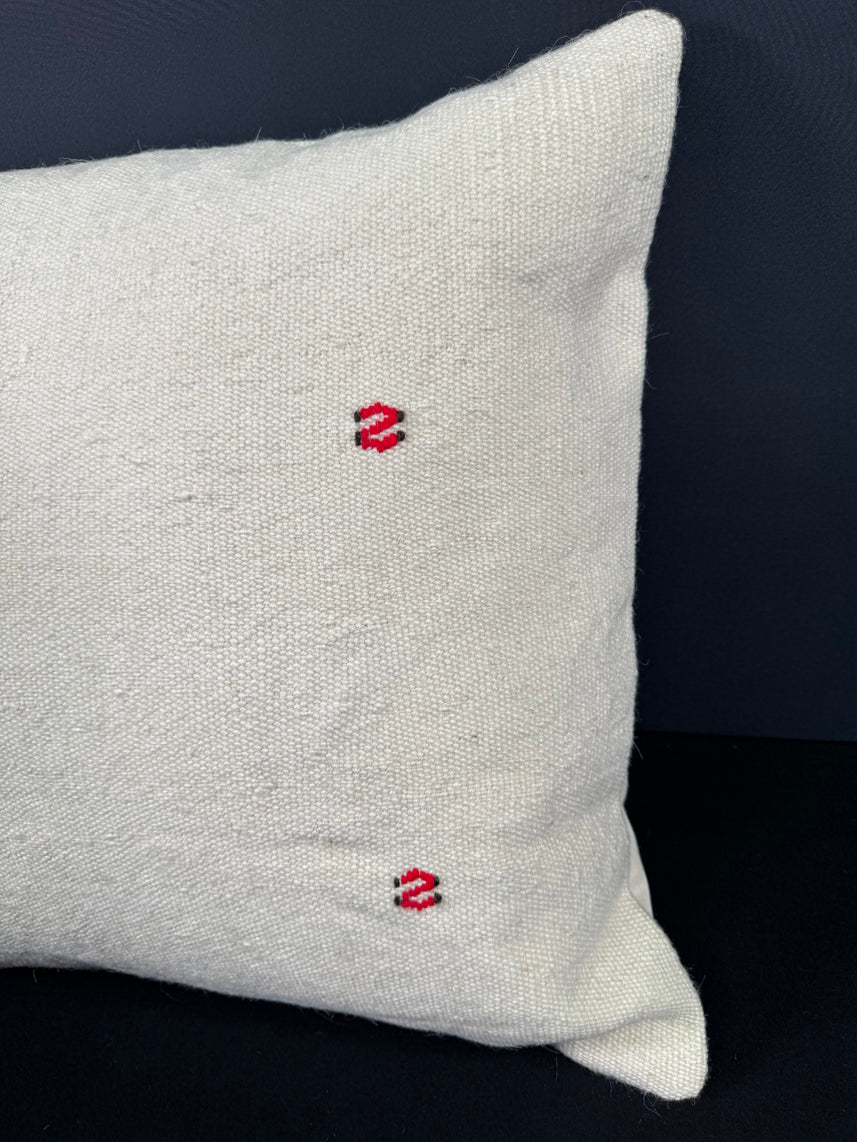 Turkish Hemp Pillow Cushion Natural Beige Red Cushion Cover 20x20 #18177