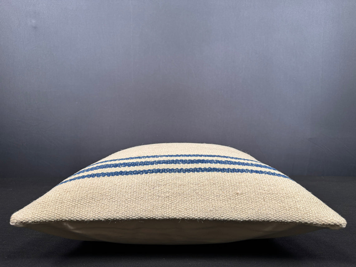 Turkish Hemp Pillow Cushion Natural Beige Blue Cushion Cover 20x20 #18157
