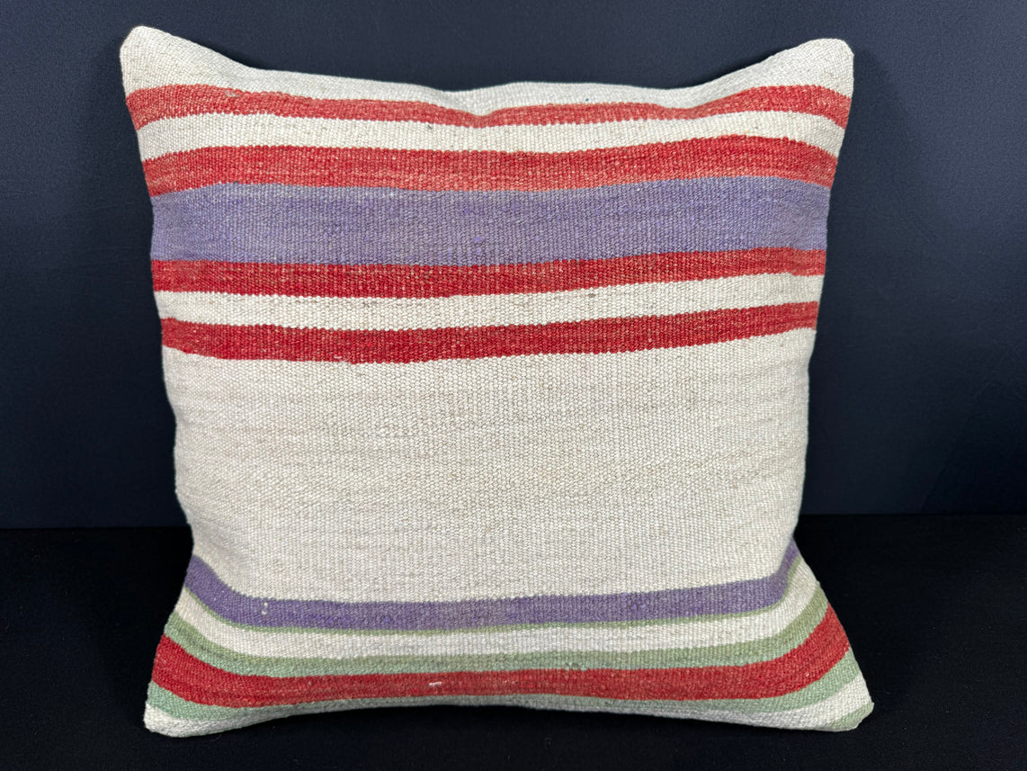 Turkish Hemp Pillow Cushion Natural Beige Red Cushion Cover 20x20 #18153
