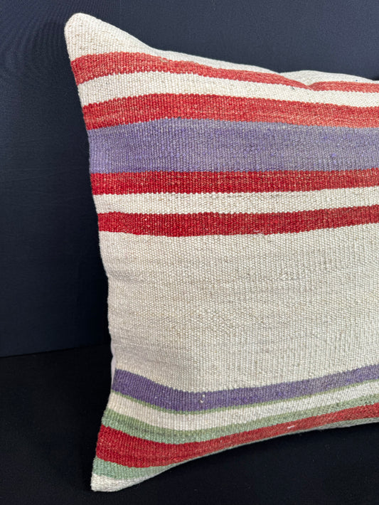Turkish Hemp Pillow Cushion Natural Beige Red Cushion Cover 20x20 #18153