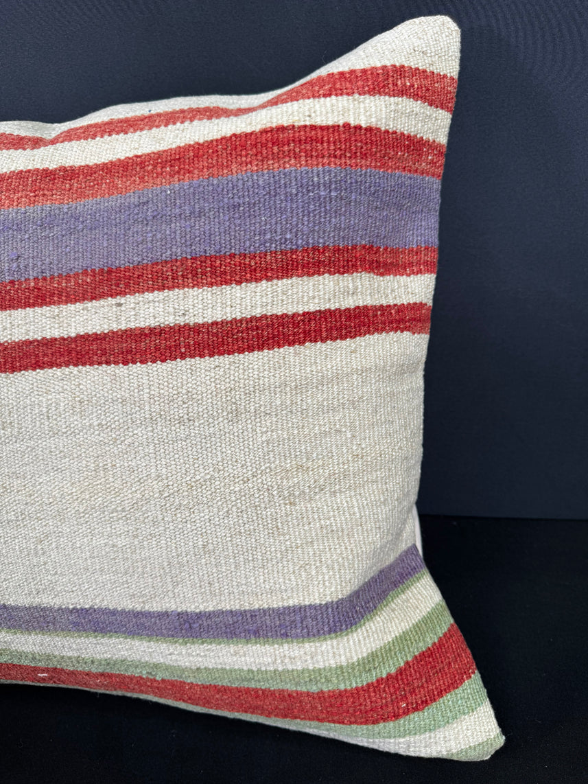 Turkish Hemp Pillow Cushion Natural Beige Red Cushion Cover 20x20 #18153