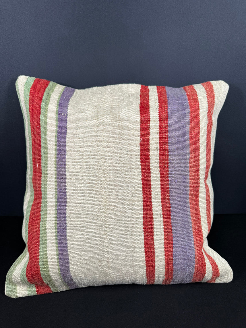Turkish Hemp Pillow Cushion Natural Beige Red Cushion Cover 20x20 #18153