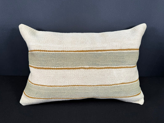 Turkish Hemp Pillow Cushion Natural Beige Sage Green Cushion Cover 16x24 #18101