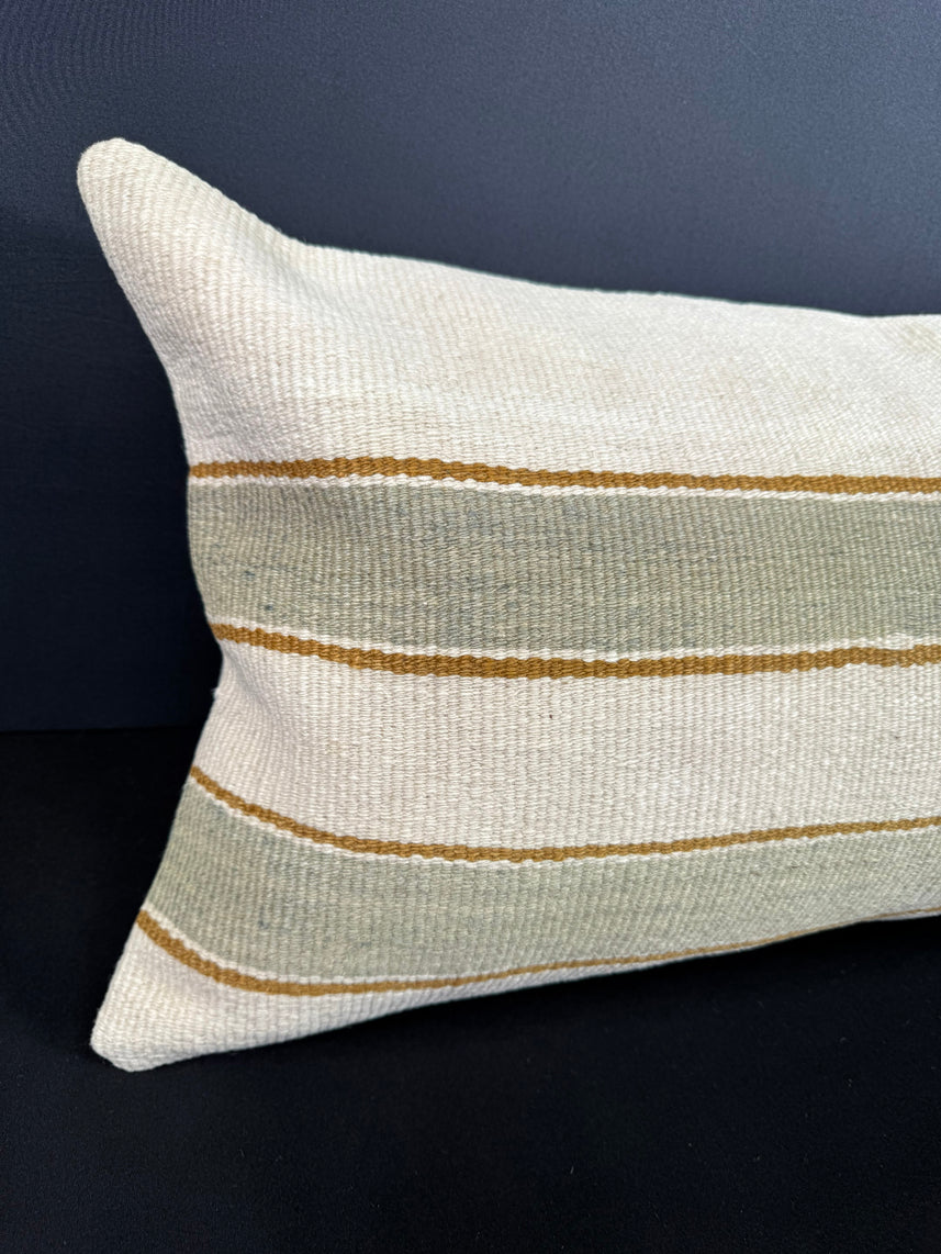 Turkish Hemp Pillow Cushion Natural Beige Sage Green Cushion Cover 16x24 #18101