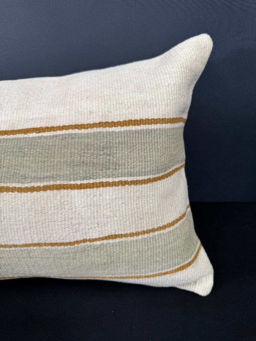 Turkish Hemp Pillow Cushion Natural Beige Sage Green Cushion Cover 16x24 #18101