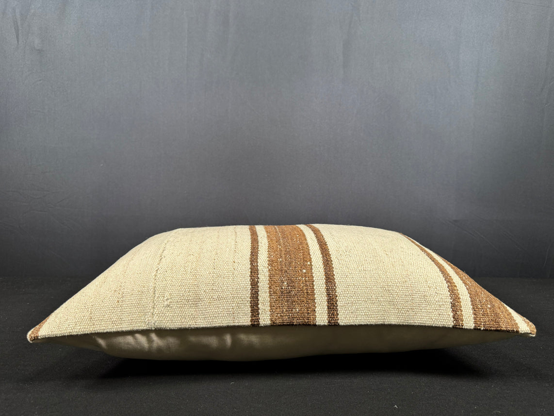 Turkish Hemp Pillow Cushion Natural Beige Brown Cushion Cover 16x24 #18117